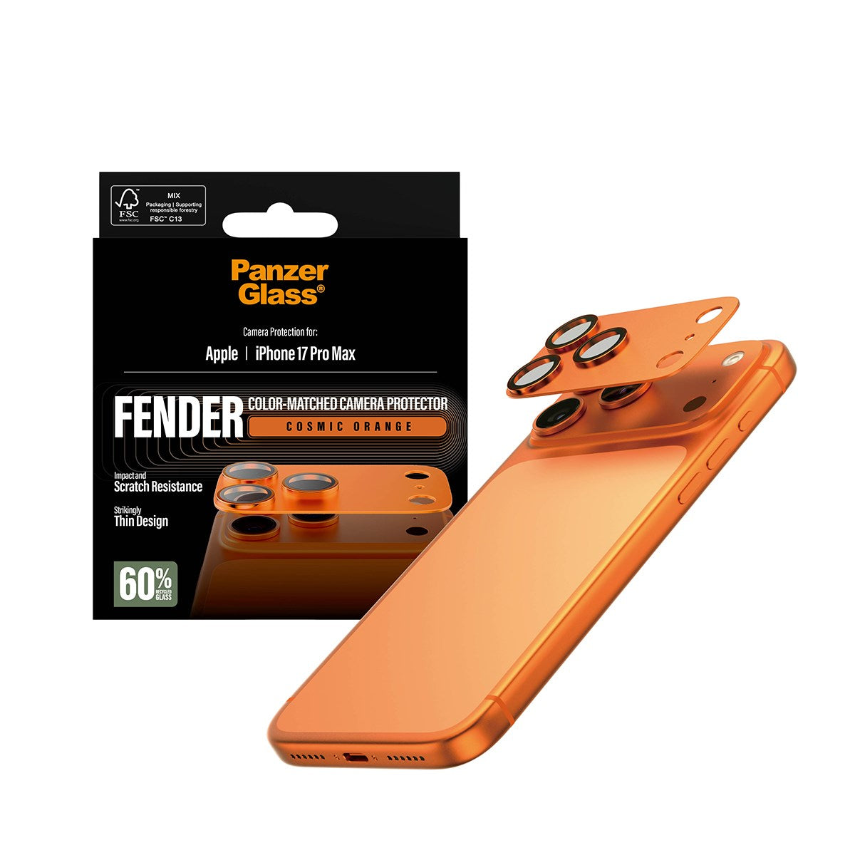 PanzerGlass® Fender Kameraschutz Cosmic Orange iPhone 17 Pro Max